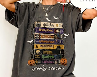 Comfort Colors® Spooky Season T-Shirt, Vintage Halloween Shirt, Book Lover Gift