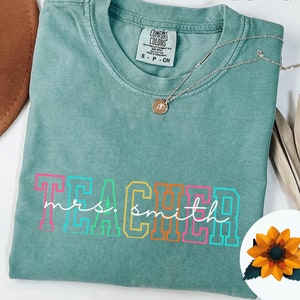 Comfort Colors® Custom Teacher Shirt, Retro Teacher Shirt, Gift for Teacher, Personalized Teacher Shirt, Custom Name Teacher Shirt