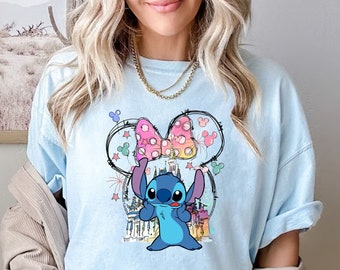 Maglietta Comfort Colors® Disney Stitch, Maglietta Minnie Stitch, Maglietta Stitch, Maglietta Disney, Maglietta Stitch Castle, Maglietta Stitch Disney World