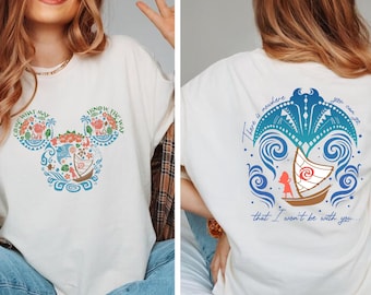 Camisa de dos caras de la princesa Moana de Comfort Colors®, camisa vintage de Moana, camisa de viaje de Disney para niñas, camisa de Mickey Moana, camisa con orejas de Moana