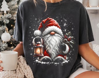 Comfort Colors® Christmas Gnome T-Shirt, Vintage Santa Claus Shirt, Retro Christmas Tee