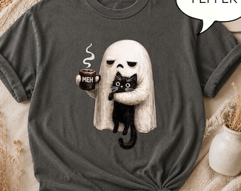 Comfort Colors® Ghost Cat T-Shirt, Spooky Season Shirt, Funny Halloween Shirt