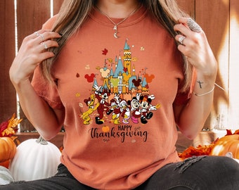Comfort Colors® Movie Characters Happy Thanksgiving T-Shirt, Thanksgiving Tee, Happy Thanksgiving Outfit, Fall Vibes Shirt