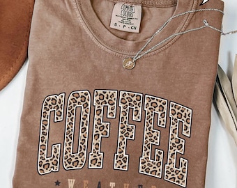Comfort Colors® Leopard Coffee T-Shirt, Coffee Lover Shirt, Leopard Shirt, Coffee Lover Gift, Retro Coffee Shirt