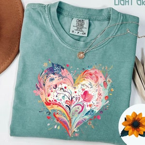 Comfort Colors® Watercolor Heart Shirt, Valentines Day Gift, Colorful Heart Shirt, Valentines Day Heart Shirt, Gift For Mom, Aesthetic Shirt