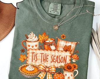 Comfort Colors® Tis The Season T-Shirt, Thanksgiving Shirt, Vintage Autumn Shirt