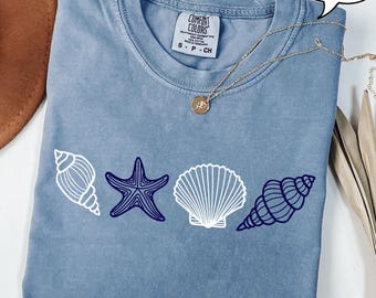 Comfort Colors® SeaShell Shirt, Beach T-Shirt, Summer Woman Shirt, Aesthetic Shirt, Ocean Lover Gift, SeaShell T-Shirt