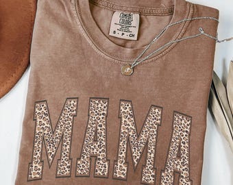 Comfort Colors® Leopard Mama Shirt, Mothers Day Gift, Mom Shirt, Retro Mama Shirt, Gift For Mom, Mama Shirt, Leopard Mama T-Shirt