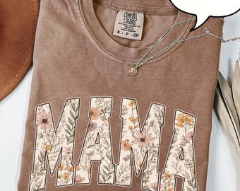T-shirt maman fleuri vintage Comfort Colors, t-shirt maman printanier rétro