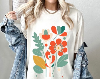 Comfort Colors® Flower Shirt, Flower TShirt, Retro Floral Shirt, Watercolor Wildflower Shirt, Botanical Shirt, Gift for Women, Aesthetic Tee