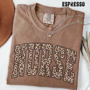 Comfort Colors® Leopard Nurse Shirt, Nurse T-Shirt, RN Shirt, Nursing School Shirt, Registered Nurse Shirt, Nurse Gift