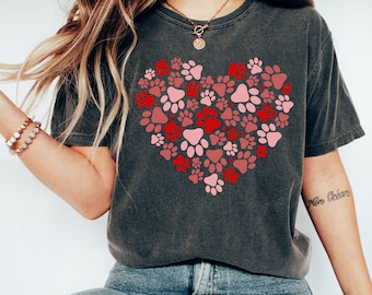 Comfort Colors® Paw Heart Shirt, Retro Paw Shirt, Pet Lover Shirt, Vintage Paw Heart T-Shirt, Animal Lover Shirt, Dog Lover Shirt