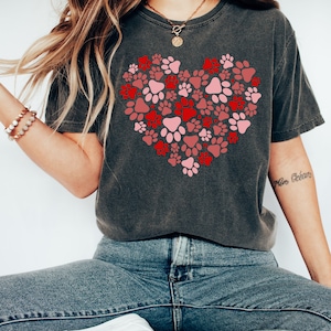 Comfort Colors® Paw Heart Shirt, Retro Paw Shirt, Pet Lover Shirt, Vintage Paw Heart T-Shirt, Animal Lover Shirt, Dog Lover Shirt