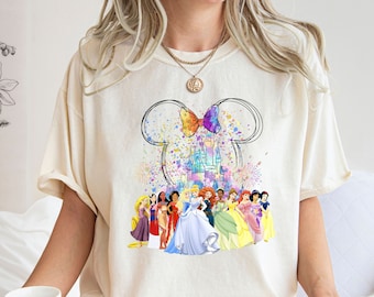 Camiseta de princesa Disney Minnie Comfort Colors®, camiseta con castillo de acuarela de Disney, camiseta de princesa Disney, regalo de princesa Disney, viaje de chicas Disney
