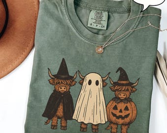 Comfort Colors® Halloween Cow T-Shirt, Pumpkin Cow Shirt, Ghost Cow Shirt, Halloween Party Tee, Cow Halloween Shirt, Halloween Shirt