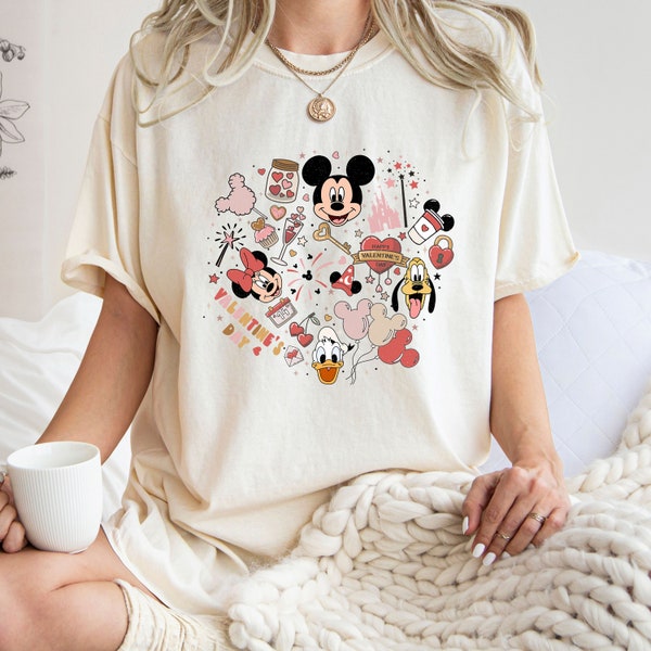 Comfort Colors® Disney Valentines Day T-Shirt, Valentines Day T-Shirt, Mickey and Friend Valentine Shirt, Disney World Valentines Day Shirt