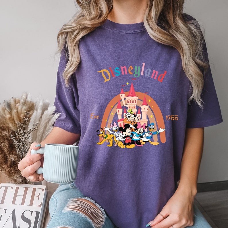 Comfort Colors® Disneyland Est. 1955 Shirt, Disney Group Shirt, Disney Castle Shirt, Magical Kingdom Shirt, Disneyland Shirt, Rainbow Shirt image 1
