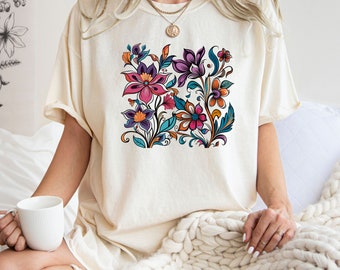 Camicia a fiori estetica Comfort Colors®, Camicia a fiori, Camicia floreale retrò, Camicia a fiori, Camicia per amante del giardino, Regalo per la madre, T-shirt vegetale