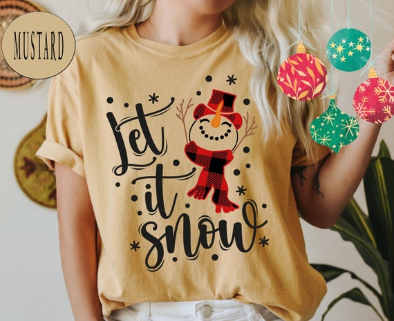 Women's Christmas 'Let It Snow' Snowflake T-Shirt - Holiday Xmas Tee, Cute Festive Top