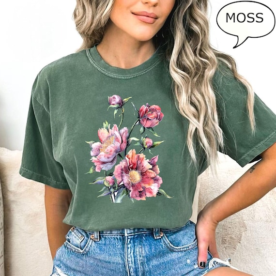 Comfort Colors® Vintage Flower T-Shirt, Chrysanthemum Shirt, Watercolor Flower Shirt, Floral Summer Shirt, Aesthetic Flower Tee