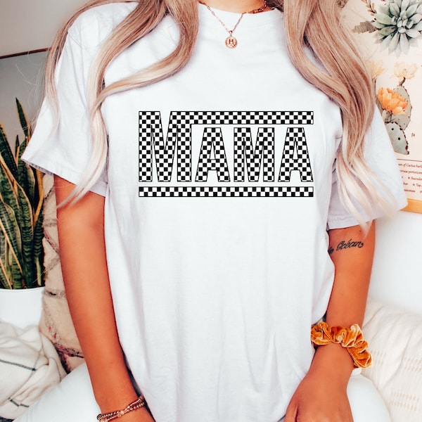 Comfort Colors® Checkered Mama Shirt, Mothers Day Shirt, Gift For Mama, Mom Shirt, Retro Mama Shirt, New Mom Gift, Vintage Mama Shirt