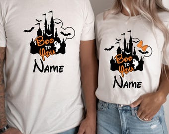 Comfort Colors® Anpassad namn Halloween familjematchningströja, Disney Halloween partröja, personlig Disney Halloween t-shirt