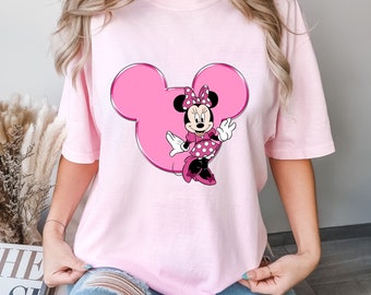 Comfort Colors® Minnie T Shirt, Disney Shirt, Minnie Balloon Shirt, Checkered Minnie Shirt, Cute Minnie Disney Shirt, Mickey Disney Shirt