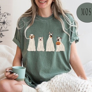 Comfort Colors® 2023 Happy Halloween Shirt, Halloween Shirt, Ghost Tshirt, Halloween Dog Shirt, Ghost Dog Shirt, Retro Spooky Season
