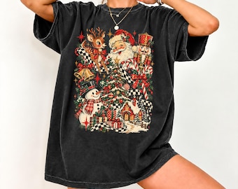 Comfort Colors® Retro Christmas T-Shirt, Cute Festive Holiday Shirt, Merry Christmas Tee