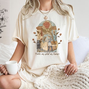 Comfort Colors® Princess Belle Shirt, Gift For Her, Vintage Tale As Old As Time Shirt, Beauty And The Beast Shirt, Disney Princess Shirt