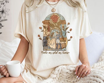 Comfort Colors® Princess Belle Shirt, Gift For Her, Vintage Tale As Old As Time Shirt, Beauty And The Beast Shirt, Disney Princess Shirt