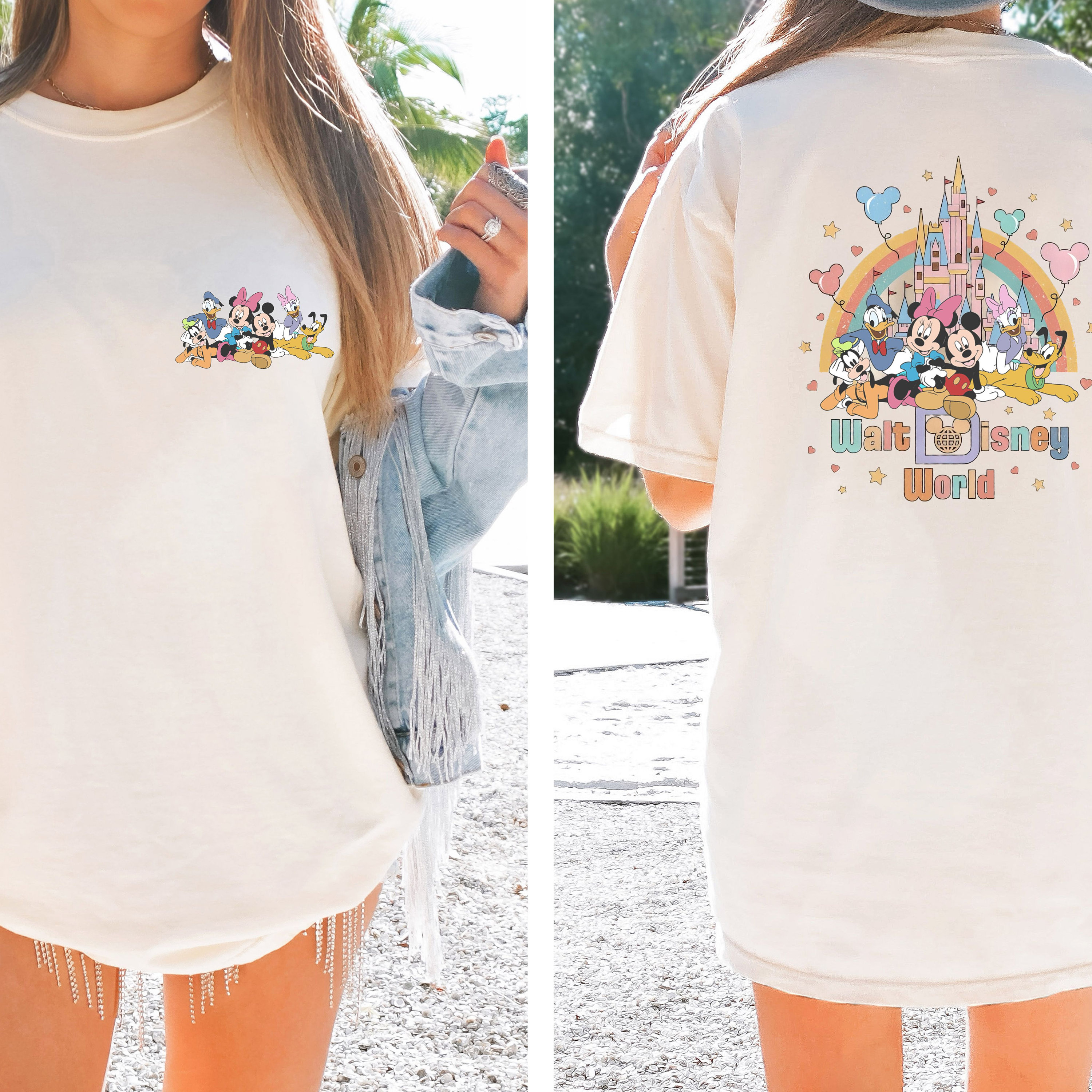 Discover ミッキーと友たち Magic Kingdom メンズ レディース 両面Tシャツ おしゃれディズニー ホリデーギフト Disney Mickey And Friends