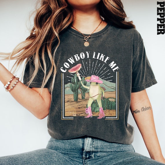 Comfort Colors® Cowboy Like Me Shirt, Cowboy Frog T Shirt, Frog Shirt, Country Tee, Western Graphic Tee, Cute Frog Tee