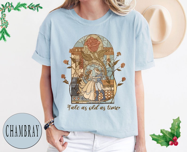 Comfort Colors® Vintage Tale as Old as Time Shirt, Retro Beauty and the Beast T-Shirt, Disney Princess Shirt, Belle Beauty Princess Tees image 6