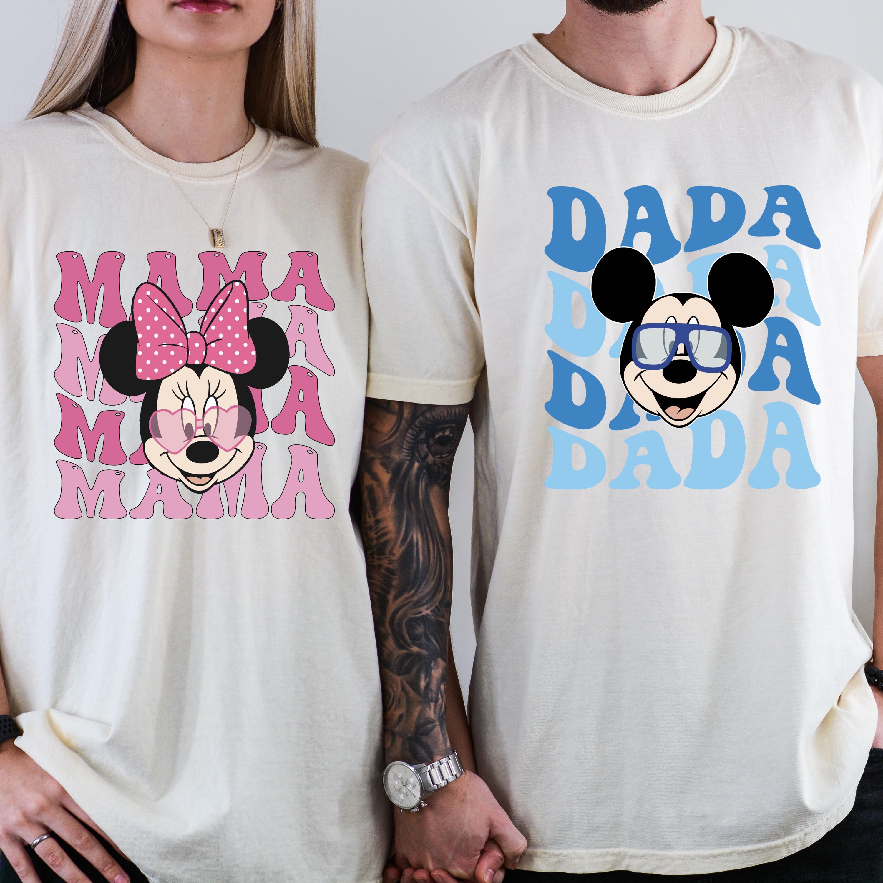 Comfort Colors® Mama Dada Mini Matching T-Shirt, Disney Family Matching Shirt, Minnie Mouse Mama Shirt, Mickey Dada Shirt