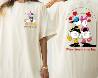 Camiseta personalizada de San Valentín Comfort Colors®, camiseta de parejas de Disney, camiseta de luna de miel de Disney, camiseta de amor de Daisy y Donald, camiseta personalizada de Daisy y Donald