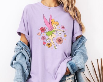 Comfort Colors® Floral Tinkerbell T-shirt, Fairy Magical Shirt