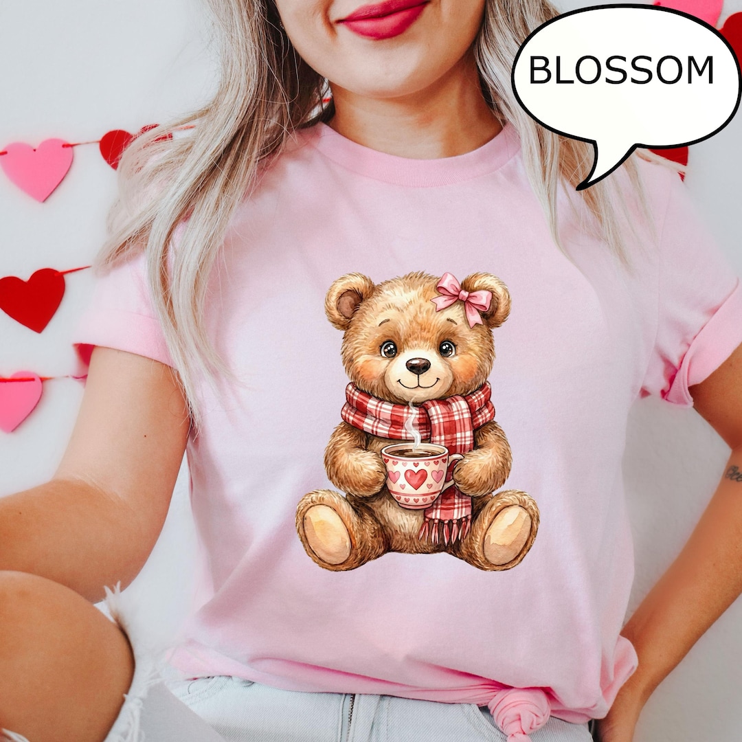Comfort Colors® Cute Bear Valentine T-shirt, Bear Drinking Coffee Shirt ...