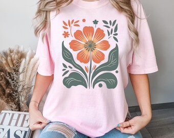 Comfort Colors® Autumn Flower Shirt, Flower T Shirt, Retro Floral
