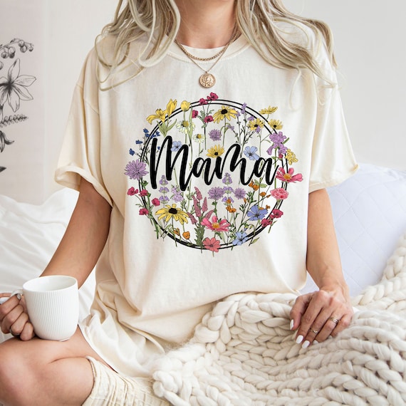 Comfort Colors® Floral Mama Shirt, Vintage Mama Shirt, Gift for Mom, Mother's Day Gift, Flowers Mama Shirt, Retro Mama Shirt