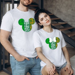 Comfort Colors® St Patricks Day Couple Shirt, Lucky Clover Mickey And Minnie Shirt, St Patricks Day Shirt, St Patrick&#39;s Day Mickey Tee