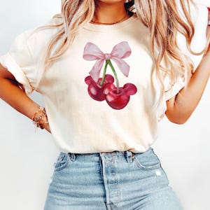 Comfort Colors® Cherry T-Shirt, Valentines Day Cherry Shirt, Disney Coquette Baby Tee, Valentines Day Gifts, Gift For Woman