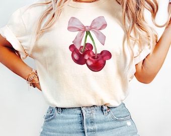 Comfort Colors® Cherry T-Shirt, Valentines Day Cherry Shirt, Disney Coquette Baby Tee, Valentines Day Gifts, Gift For Woman