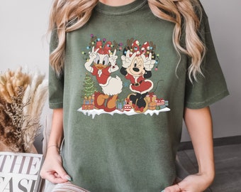 Comfort Colors® Vintage Minnie Daisy Christmas Shirt, Christmas Shirt, Disney Bestie Shirt, Minnie Daisy Shirt, Retro Disney Christmas Tee