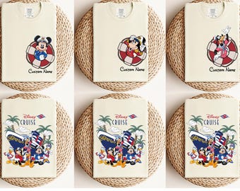 Comfort Colors® カスタム クルーズ シャツ、ディズニー クルーズ シャツ、ミッキーと仲間たち クルーズ シャツ、ディズニー ファミリー マッチング、ファミリー バケーション シャツ