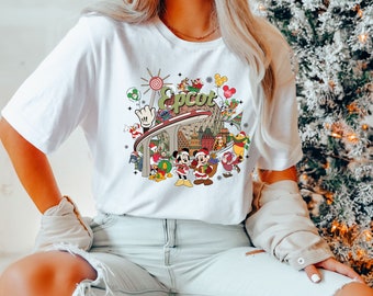 Comfort Colors® Vintage Epcot Shirt, Christmas Shirt, Mickey and Friends Christmas Shirt, Family Trip Shirt, Epcot Trip Shirt