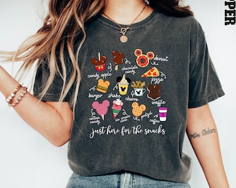 Comfort Colors® Just Here For The Snacks Shirt, Disney Food Shirt, Disneyworld Vacation T-shirt, Family Trip Shirt, Disney Group Shirt