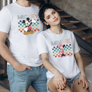 Comfort Colors® Watercolor Checkered Mickey and Minnie Couple Shirt, Disney Family Matching  Shirt, Disney Vacay Shirt, Disney Group Shirt
