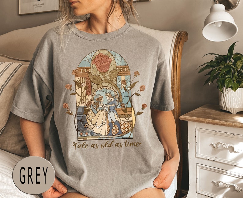 Comfort Colors® Vintage Tale as Old as Time Shirt, Retro Beauty and the Beast T-Shirt, Disney Princess Shirt, Belle Beauty Princess Tees image 7