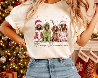 Comfort Colors® Merry Christmas Dog T-Shirt, Cute Dog Xmas Tee, Dog Lover Christmas Shirt